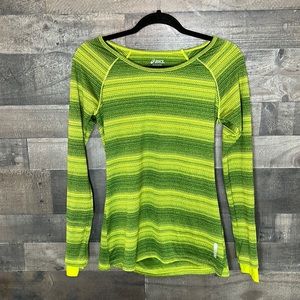 Neon Green and Dark Green Oasics Long Sleeve Athletic Shirt